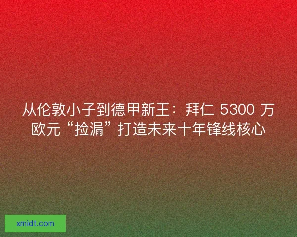 从伦敦小子到德甲新王：拜仁 5300 万欧元 “捡漏” 打造未来十年锋线核心